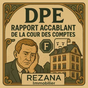 Visuel critique du DPE basé sur le rapport 2025 de la Cour des comptes, illustrant les absurdités du diagnostic énergétique actuel